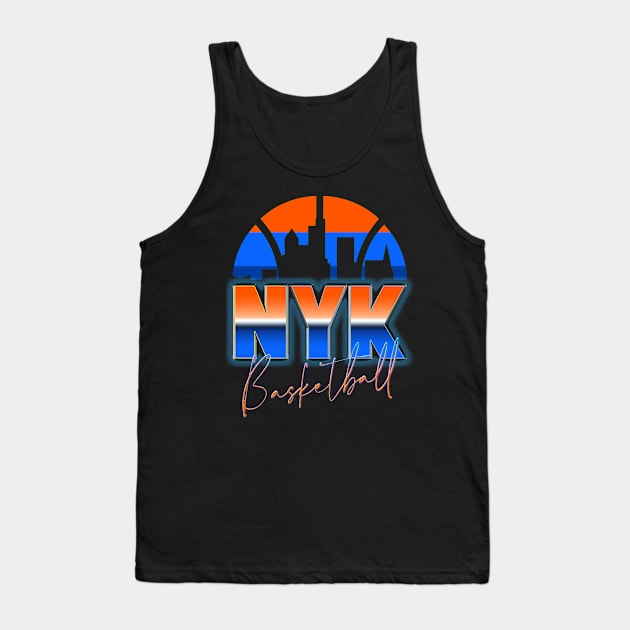 New York Basketball Retro 90s Chrome Skyline Tank Top by funandgames